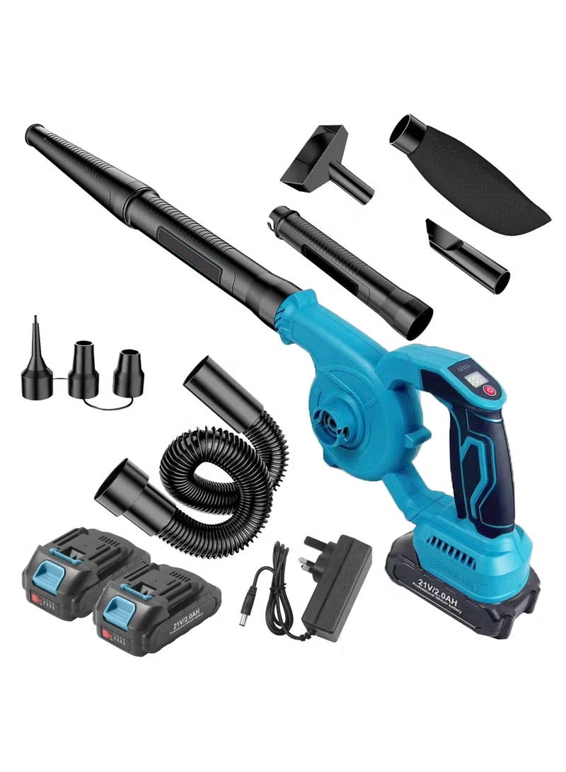 Cordless Leaf Blower, 150Mph 3 Speed Mode Handheld Electric Leaf Blowers 2-in-1 Lightweight Mini Cordless Leaf Vacuum with Brushless Motor (2 Batteries) - Image 1